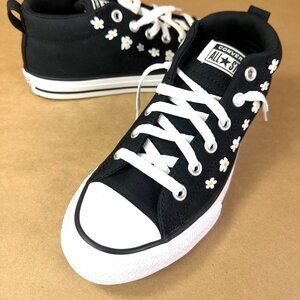 NWT Converse Chuck Taylor All Star Street Mid Sneakers - Black Daisy Print Sz. 5